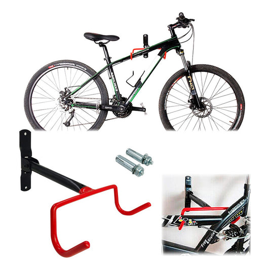 Soporte De Pared Para Bicicleta Ruta O Mtb Tipo Horizontal Rojo