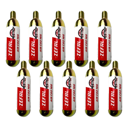 10 Cartuchos Pipeta Co2 Aire Comprimido Zefal 16 Gr Ruta Mtb Gris