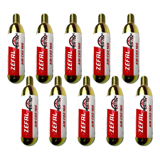 10 Cartuchos Pipeta Co2 Aire Comprimido Zefal 16 Gr Ruta Mtb Gris