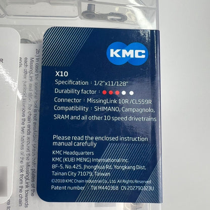 Cadenilla 10v Mtb Ruta Kmc X10 Cadena 10 Velocidades Plateado/negro