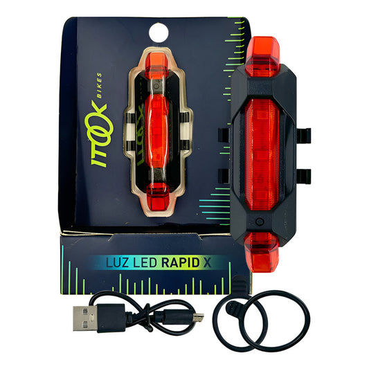 Luz Trasera Recargable Bicicleta Stop Itook Rapidx 15 Lms Rojo