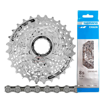 Combo 8 Vel. Shimano Pacha Hg51 11-32 + Cadena Hg40 Ruta/mtb Gris 11 32