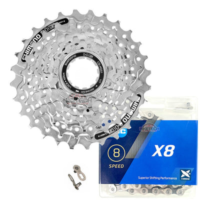 Combo 8 Vel. Pacha Shimano Hg51 11-32 Cadena Kmc X8 Ciclismo Gris 11 32