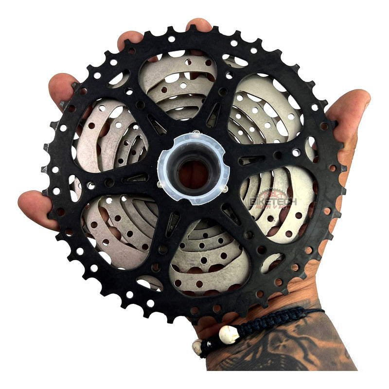 Combo 9v Pacha Gw 11-42 Cassette + Cadena Kmc Z9 Mtb Gris 11 42