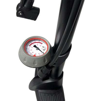 Bomba Piso Con Medidor Tipo Válvula Bicicleta Negro