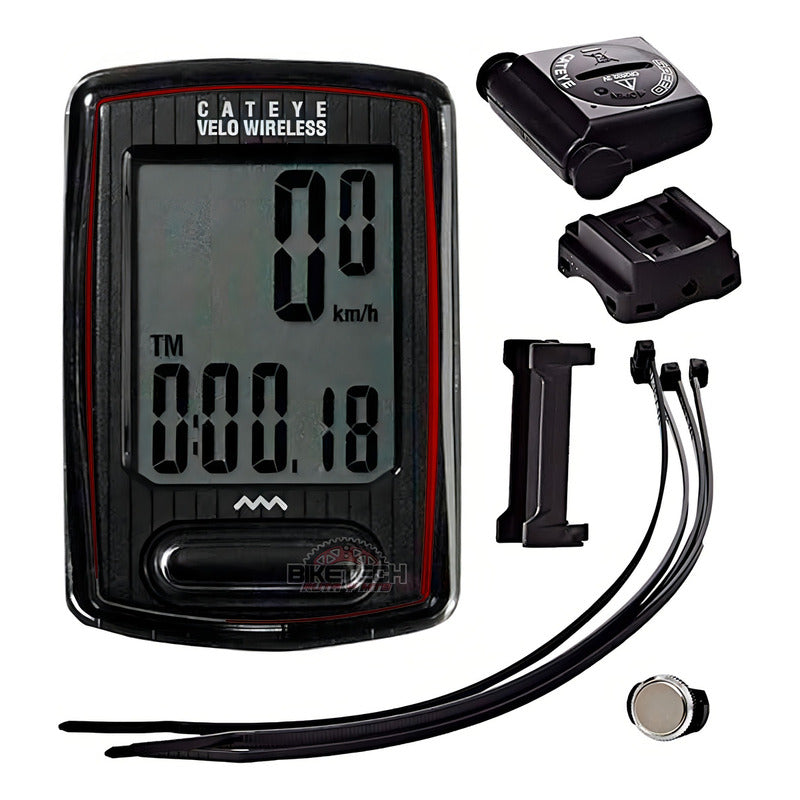 Ciclocomputador Cateye Velo Wireless 8 Funciones Inalambrico Color Negro