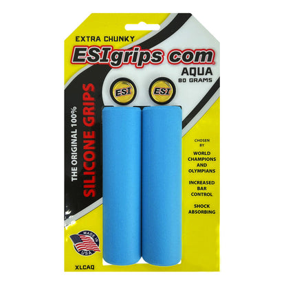 Puños Bicicleta Esi Grips Extra Chunky Celeste Mtb Con Tapones
