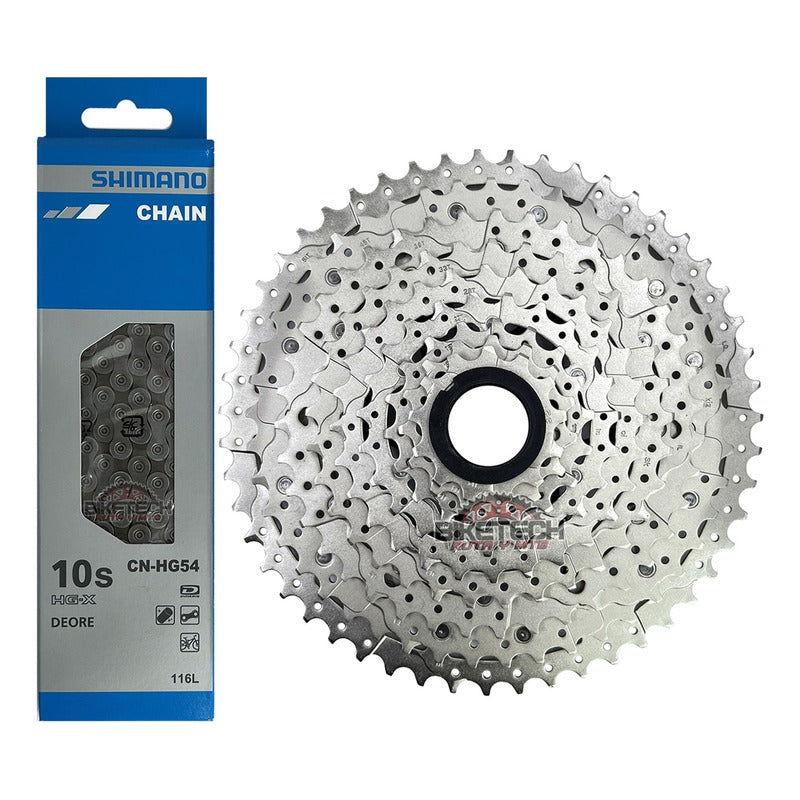 Combo 10v Pacha Sunrace 11-51 Cassette + Cadena Shimano Hg54 11 51 Gris