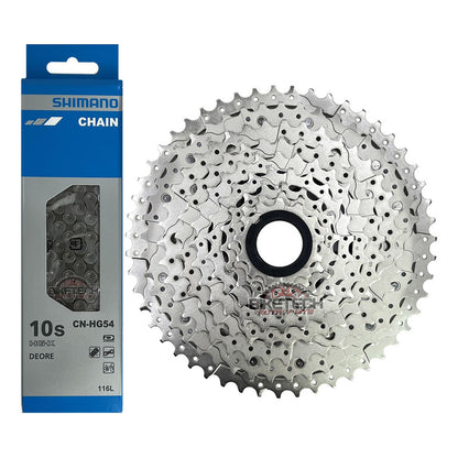 Combo 10v Pacha Sunrace 11-51 Cassette + Cadena Shimano Hg54 11 51 Gris