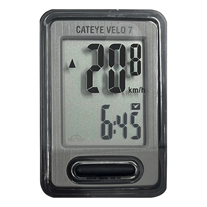 Ciclocomputador Bicicleta Cateye Velo 7 + Soporte Avanzado Negro