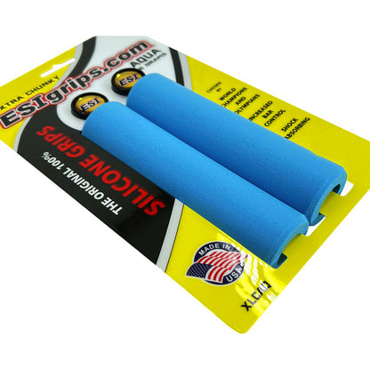 Puños Bicicleta Esi Grips Extra Chunky Celeste Mtb Con Tapones