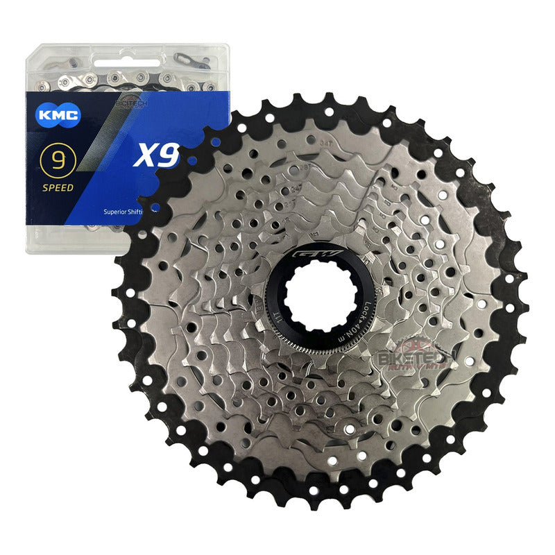 Pacha Cassette 9 Velocidades Gw 11-40 + Cadena Kmc X9 Mtb 11 40 Negro