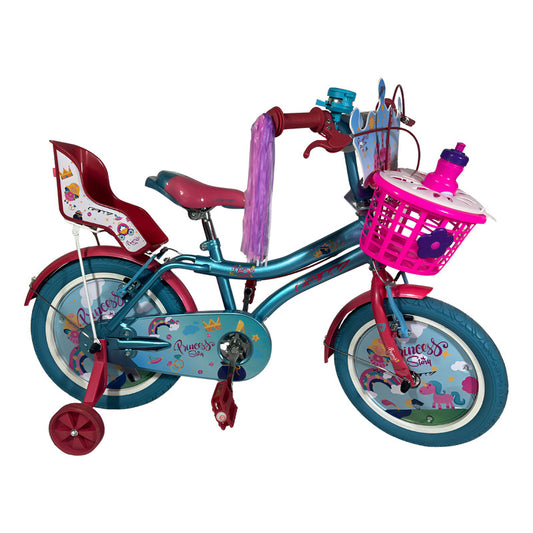 Bicicleta Niña Gw Princess Story R 16 Ruedas Apoyo 4-7 Años Turqueza/rosado 16