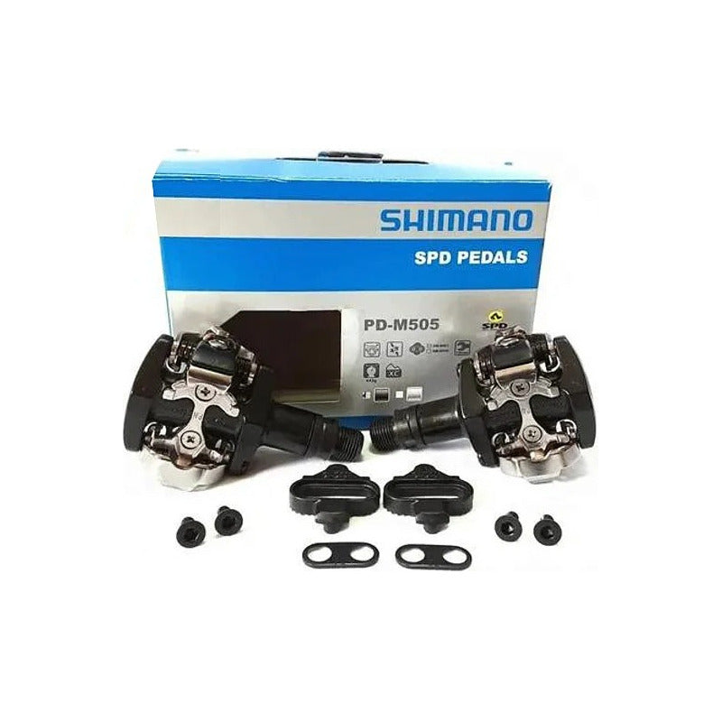 Pinza De Pedal Shimano Mtb Pd M505 L Encaixe Preto C/ Tacos Sh51