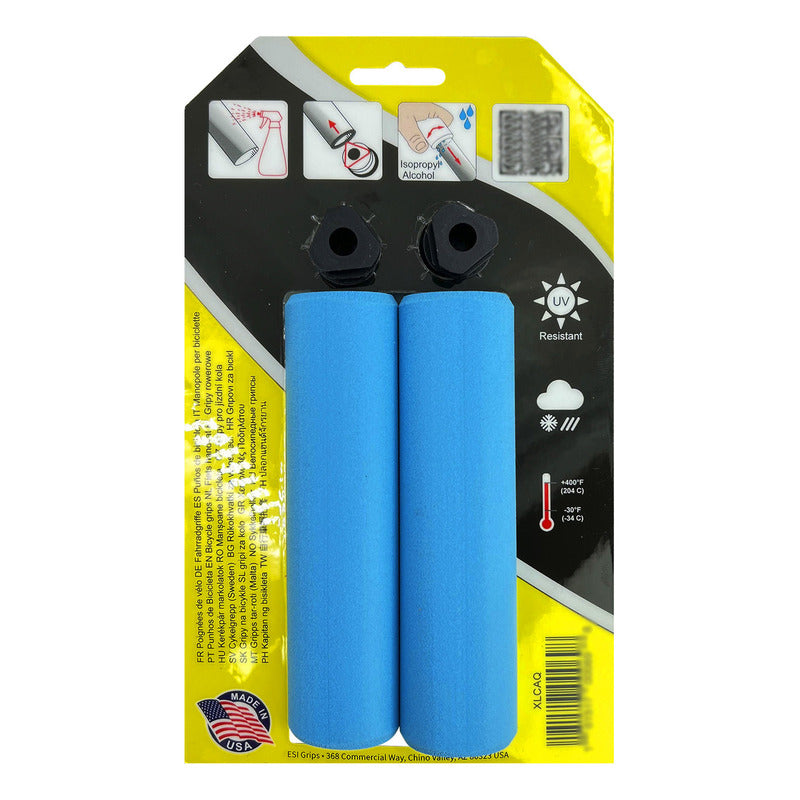Puños Bicicleta Esi Grips Extra Chunky Celeste Mtb Con Tapones