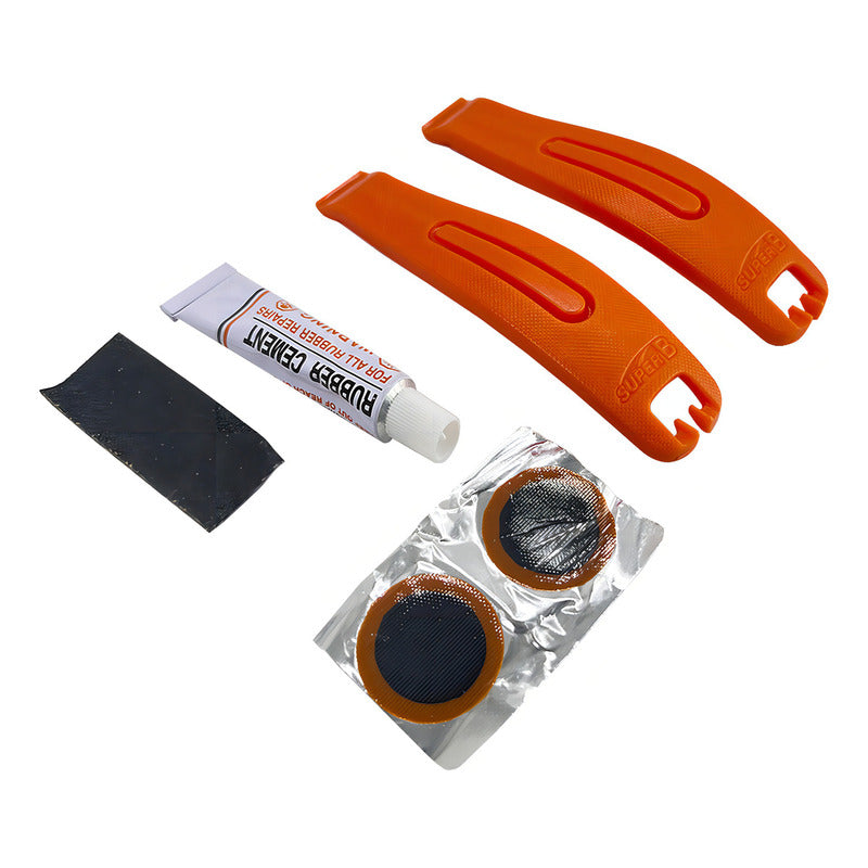 Kit Parche Bicicleta + Palanca Super B Con Pegamento 9pzs