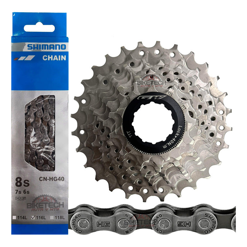 Pacha Gw 8v Bicicleta Ruta 11-28 + Cadenilla Shimano 8v Hg40 11 28 Gris