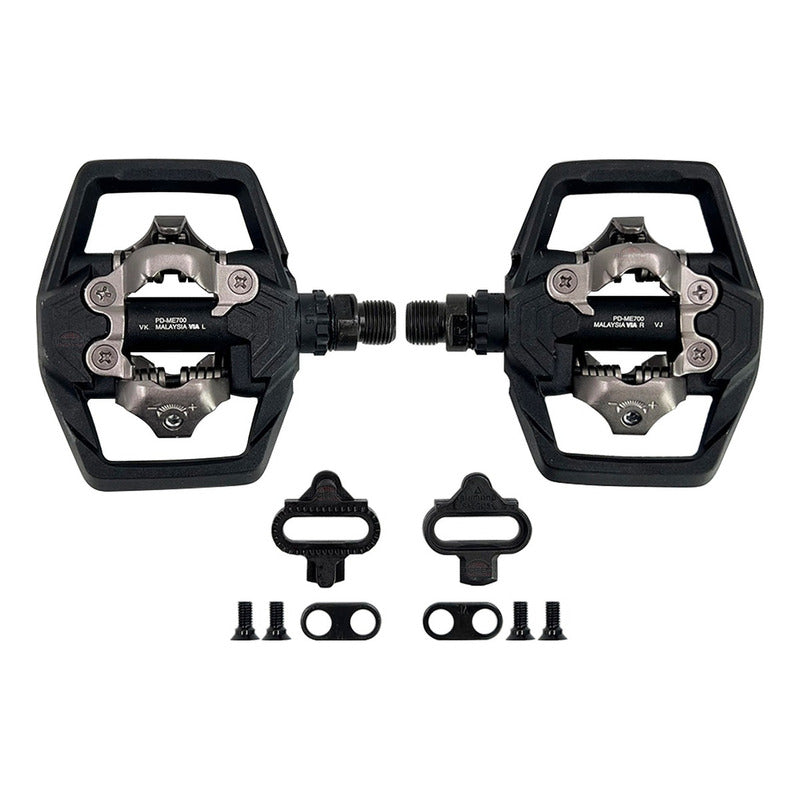 Pedales Bicicleta Mtb Shimano Me 700 Doble Cara Incluyen Calas Sm Sh51 Negro Nocturno