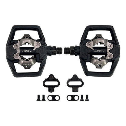 Pedales Bicicleta Mtb Shimano Me 700 Doble Cara Incluyen Calas Sm Sh51 Negro Nocturno