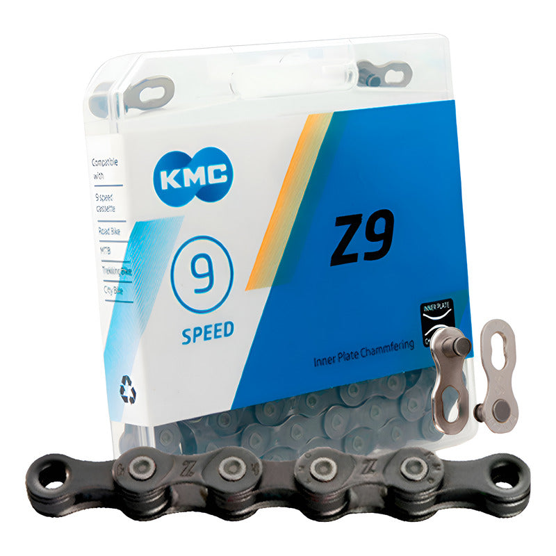 Cadenilla 9v Mtb Ruta Kmc Z9 Cadena 9 Velocidades Gris