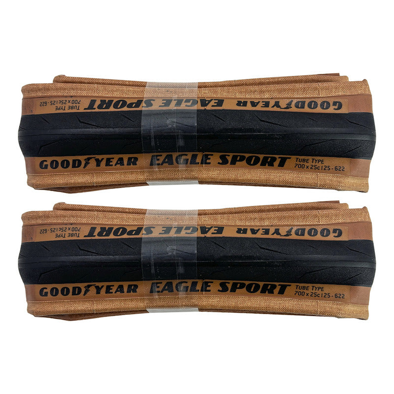 2 Llantas Plegab Cara Café Ruta Good Year Eagle Sport 700x25 Marrón