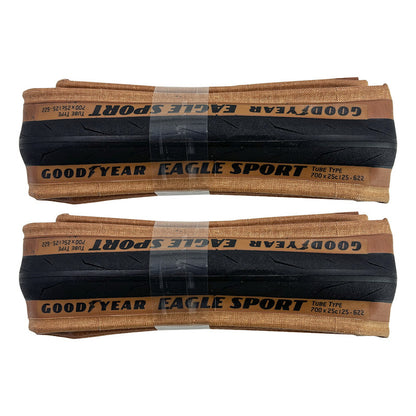 2 Llantas Plegab Cara Café Ruta Good Year Eagle Sport 700x25 Marrón