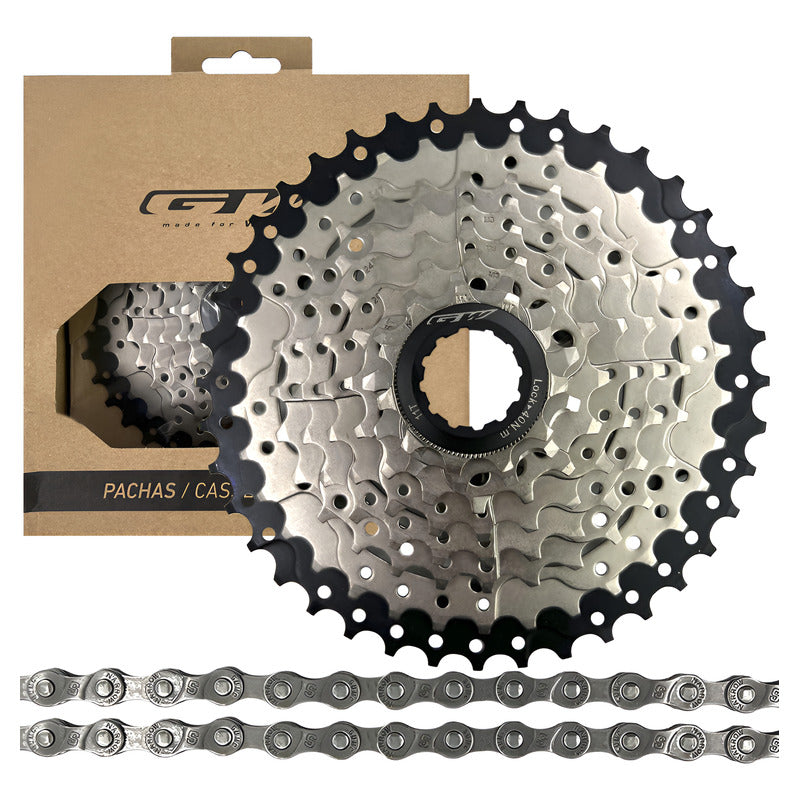 Combo Pacha Cassette Cadena Gw 11-40 8 Velocidades Mtb - Gris - 11 - 40
