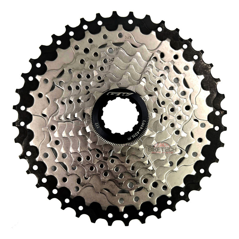 Combo 9v Pacha Gw 11-42 Cassette + Cadena Kmc Z9 Mtb Gris 11 42