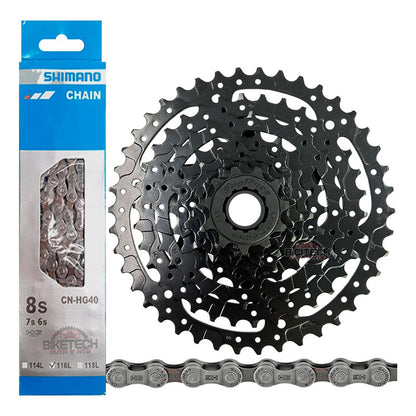 Combo 8v Pacha Sunrace M680. 11-42 + Cadena Shimano Hg40 Mtb Negro 11 42