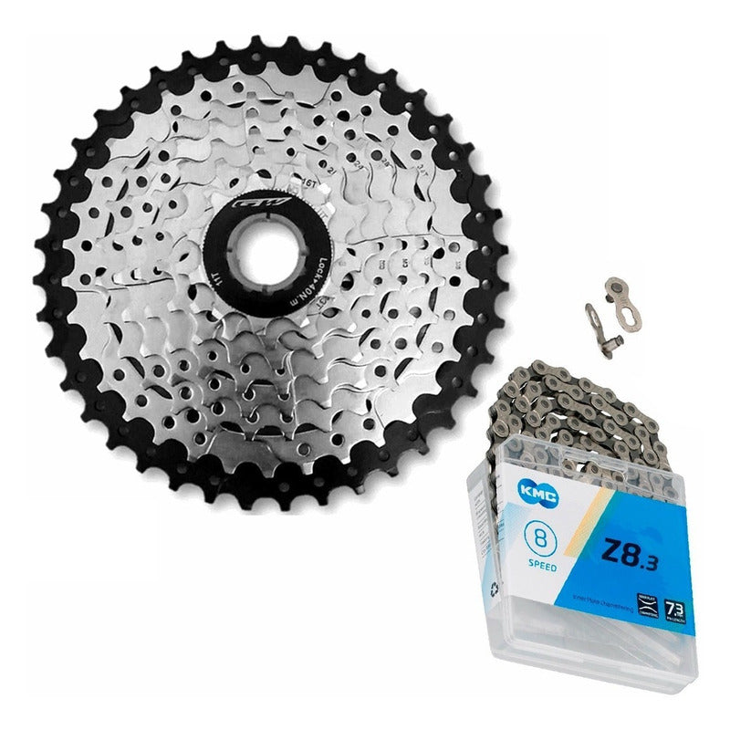 Pacha Gw 8v Cassette + Cadenilla 8v Kmc Z8 Bicicleta Mtb Negro 11 40