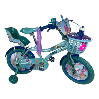 Bicicleta Niña Gw Princess Story R 16 Ruedas Apoyo 4-7 Años Azul/aguamarina