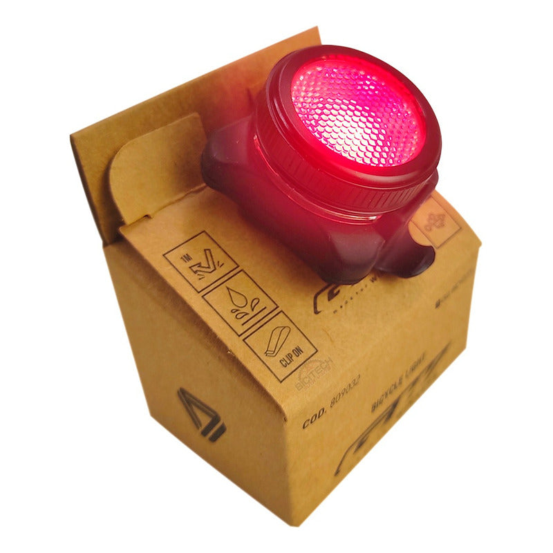 Luz Trasera Stop Gw Ryden Bicicleta Rojo Azul Tipo Policía Negro