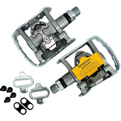 Pedales Bicicleta Doble Proposito Shimano Pd M324 Con Calas Plateado