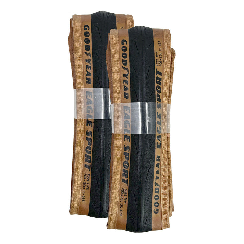 2 Llantas Plegab Cara Café Ruta Good Year Eagle Sport 700x25 Marrón