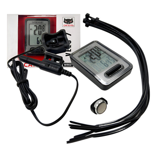 Velocimetro Bicicleta Cateye Velo 7 Vl520 Con Cable Ruta Mtb Gris