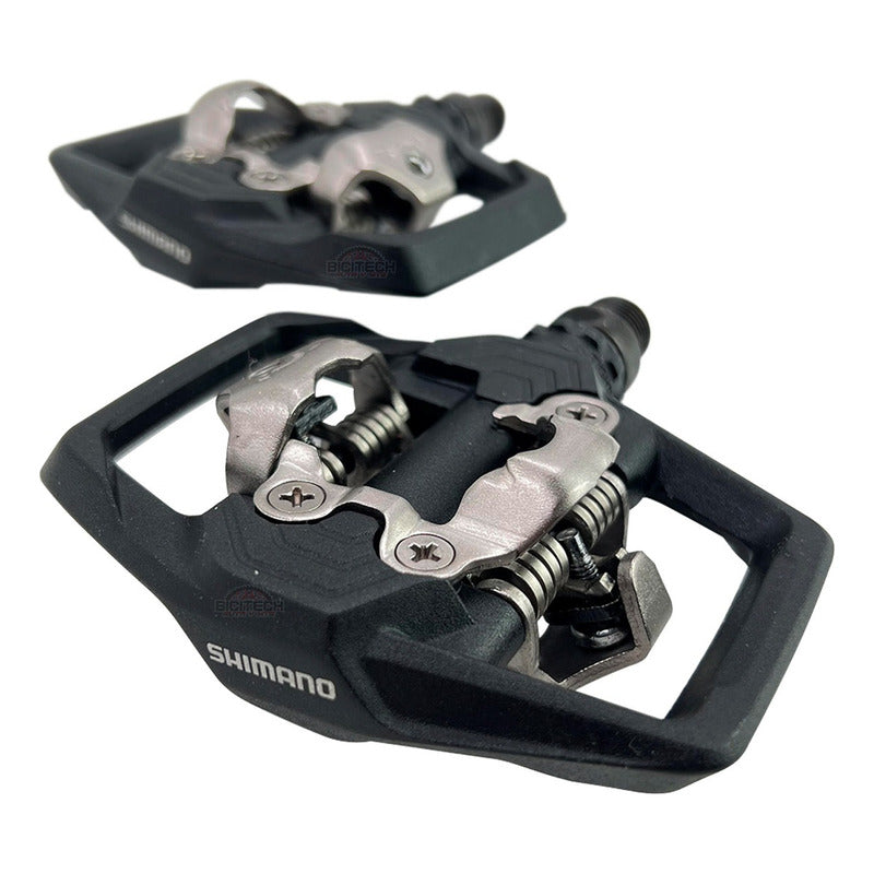 Pedales Bicicleta Mtb Shimano Me 700 Doble Cara Incluyen Calas Sm Sh51 Negro Nocturno