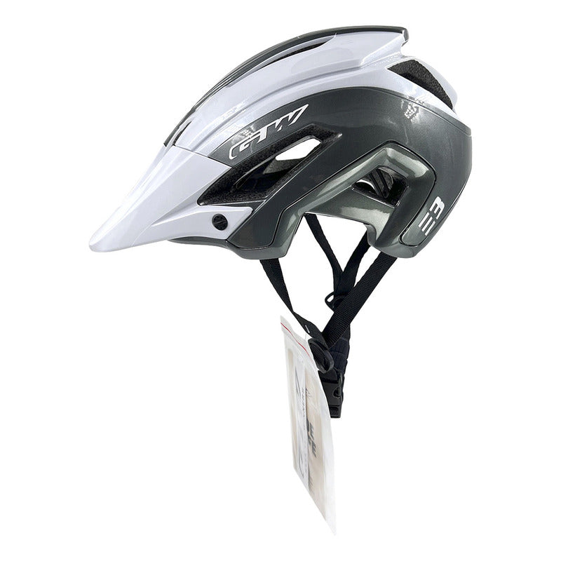 Casco Bicicleta Gw E3 Enduro Mtb Blanco Plateado Talla M