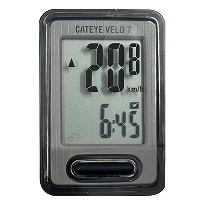 Velocimetro Bicicleta Cateye Velo 7 Vl520 Con Cable Ruta Mtb Gris