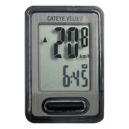 Velocimetro Bicicleta Cateye Velo 7 Vl520 Con Cable Ruta Mtb Gris