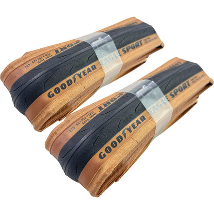 2 Llantas Plegab Cara Café Ruta Good Year Eagle Sport 700x25 Marrón