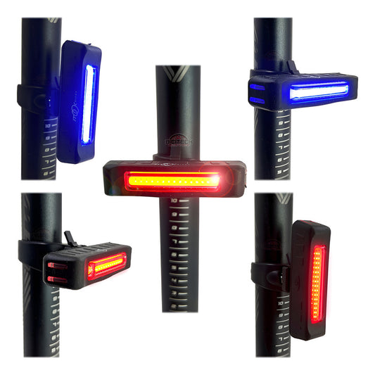 Luz Trasera Stop Itook Linterna Bicicleta Rojo Azul Policia Negro