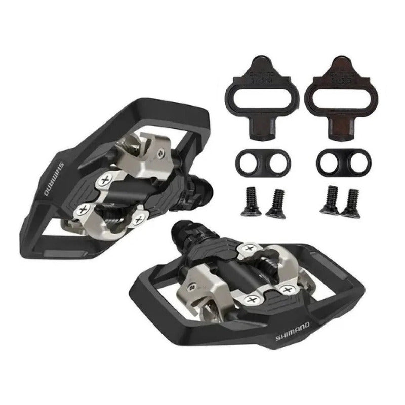 Pedales Bicicleta Mtb Shimano Me 700 Doble Cara Incluyen Calas Sm Sh51 Negro Nocturno