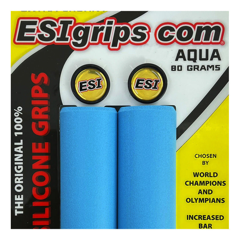 Puños Bicicleta Esi Grips Extra Chunky Celeste Mtb Con Tapones