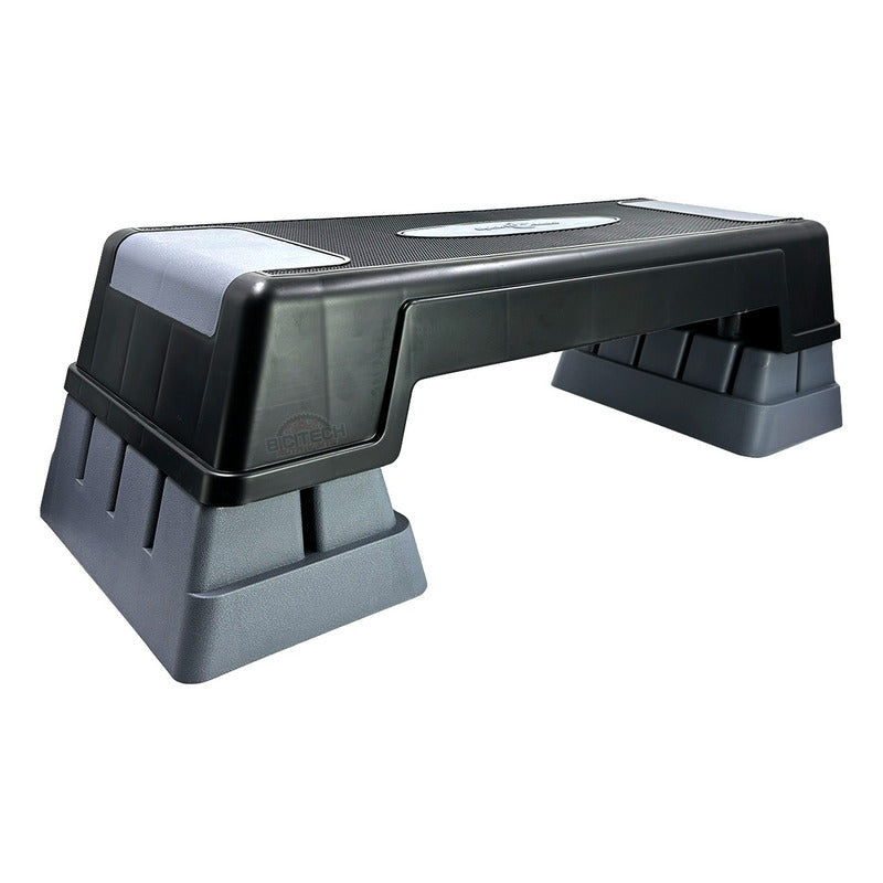 Banco Step Escalón Aeróbicos Sportfitness 3 Niveles Gimnasio Negro Con Gris