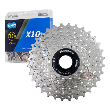 Pacha 10 Velocidades Sunrace Rs1. 11-32 Ruta+ Cadena Kmc X10 Plateado