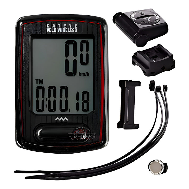 Cronometro Para Bicicleta Cateye Inalámbrico Velo Vt230w Negro
