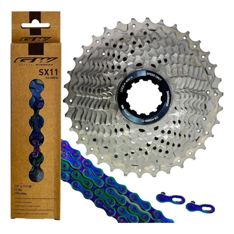 Pacha 11v Shimano Ultegra R8000 11-34+ Cadena Gw Sx Tornasol