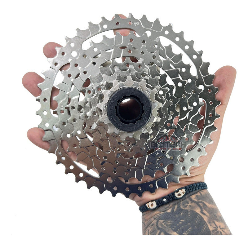 Combo 8 Vel. Pacha Sunrace M680. 11-42 + Cadena Shimano Hg40 - Plateado - 11 - 42