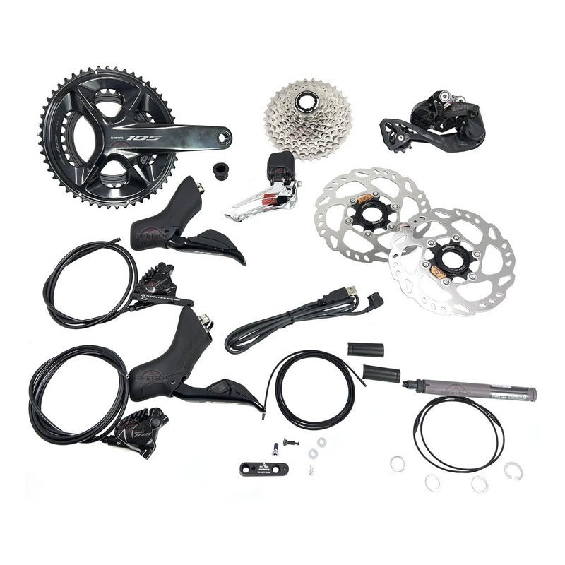 Grupo Shimano 105 R7170 Di2 12 Velocidades  Para Ruta  Negro