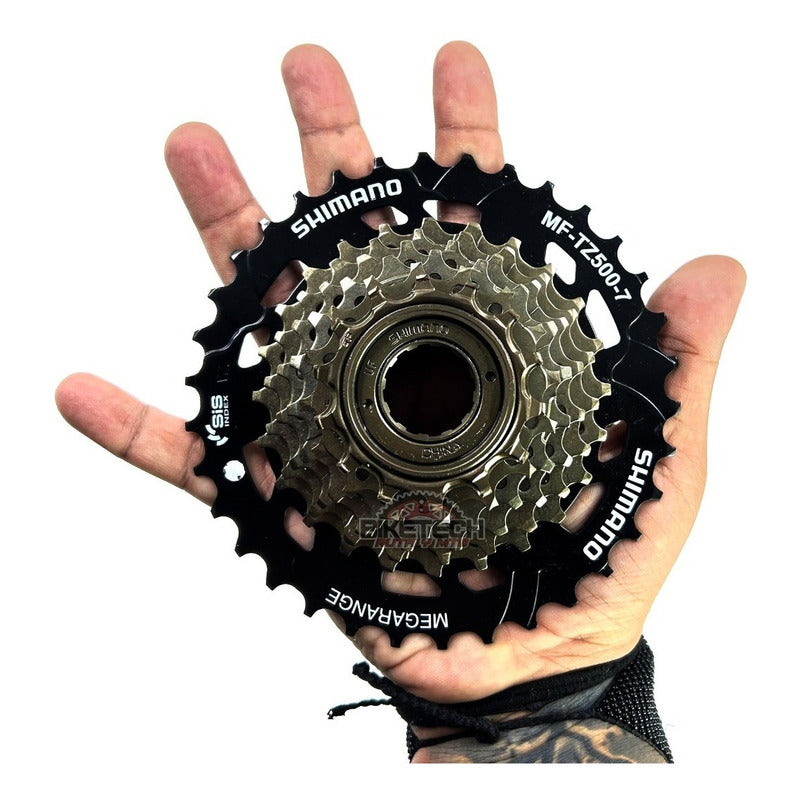 Pacha 7 Velocidades Shimano Tz500 Mega Range De Rosca Mtb Negro 14 34